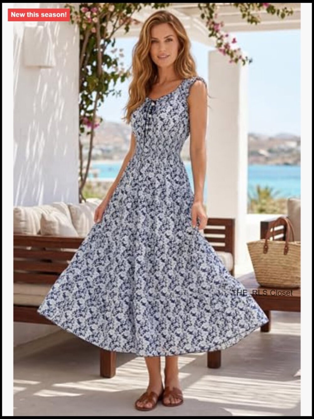 Polyester Maxi Dress with Smocked Waist and Tiered Skirt - Picture 2 of 7